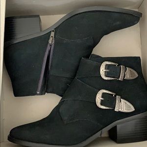 Black UO Buckle Booties.
